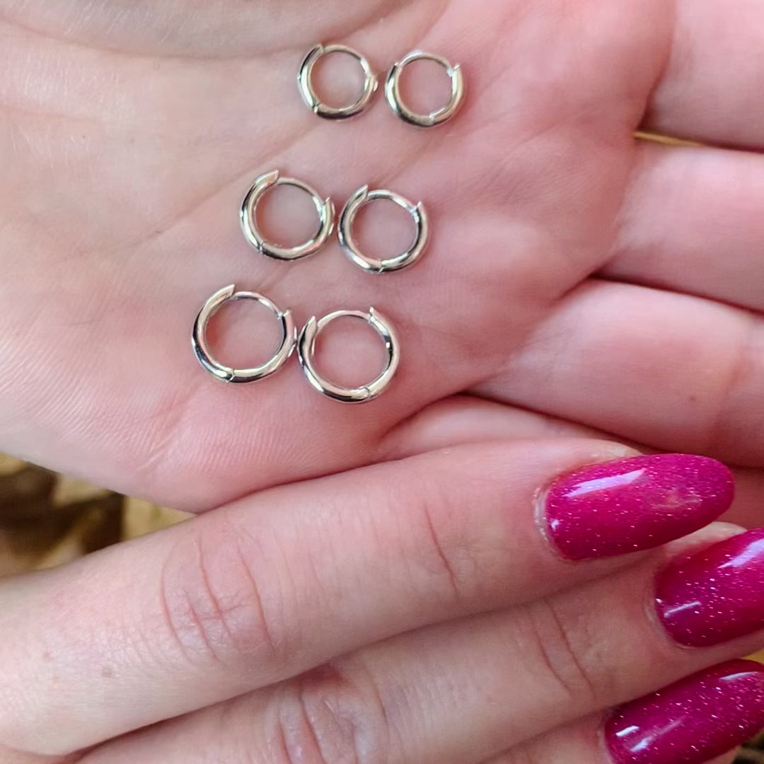 Amelia Minimalist Huggie Hoop Earrings | Dainty Silver Hoops