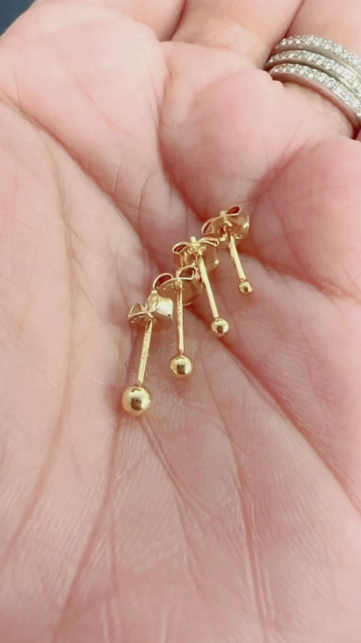 Small Stud Earrings, Tiny Gold Stud, 18K Gold Stud, 1.5mm, 2mm 3mm, Ball Stud Earring, Small Gold Stud, Dainty Earrings, Gift For Her