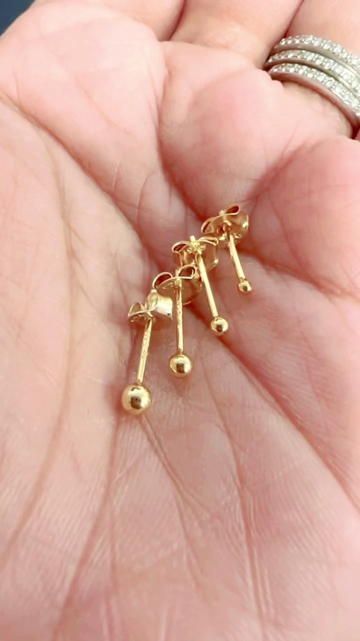 Small Stud Earrings, Tiny Gold Stud, 18K Gold Stud, 1.5mm, 2mm 3mm, Ball Stud Earring, Small Gold Stud, Dainty Earrings, Gift For Her