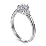 Tridget Three Stone Sterling Silver Promise Engagement Ring with Rhodium Finish - Amber James Jewellery
