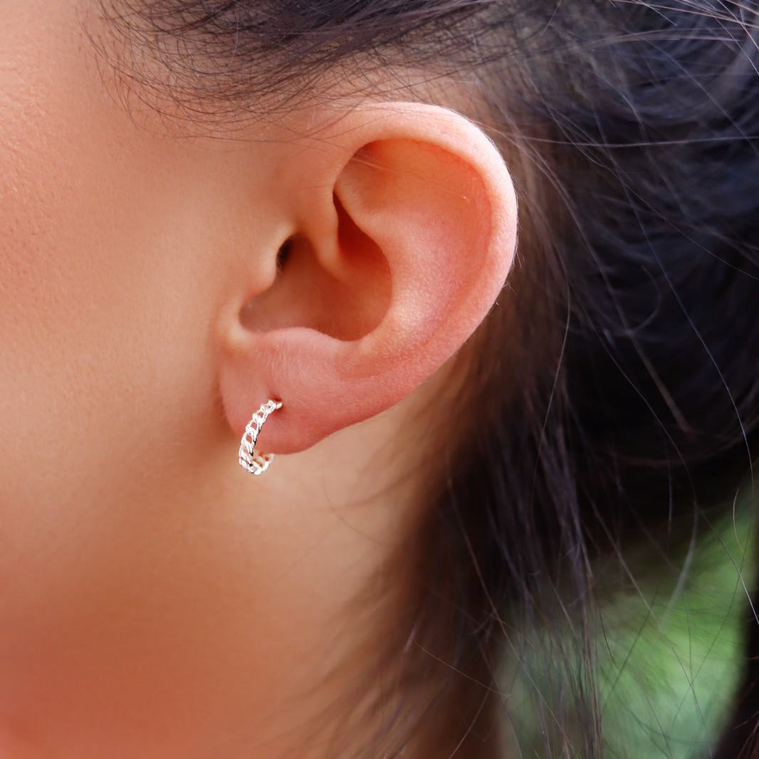 AMINA - Minimalist Huggie Hoops • small hoop earrings • open hoop earrings • dainty hoops • silver hoops • huggie hoop earrings - Amber James Jewellery