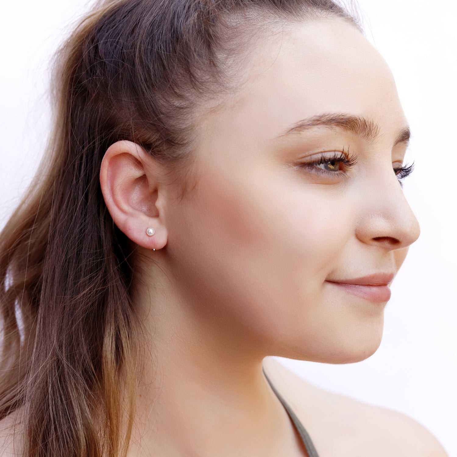 PERLA - Pearl Huggie Hoops - Amber James Jewellery