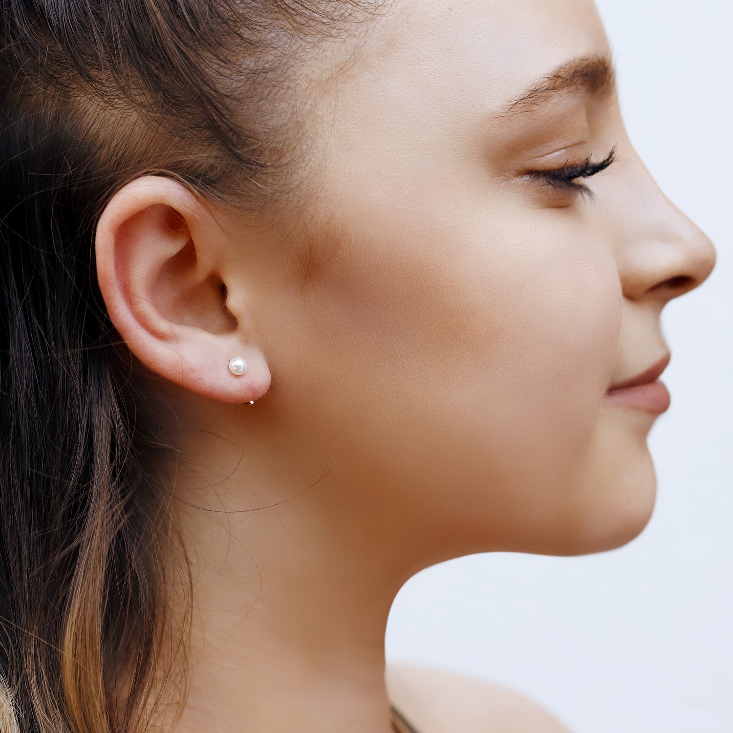 PERLA - Pearl Huggie Hoops - Amber James Jewellery