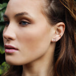 AJJ Bella minimalist silver huggie hoops, small delicate conch earrings, tiny hoop earrings for subtle, stylish wear