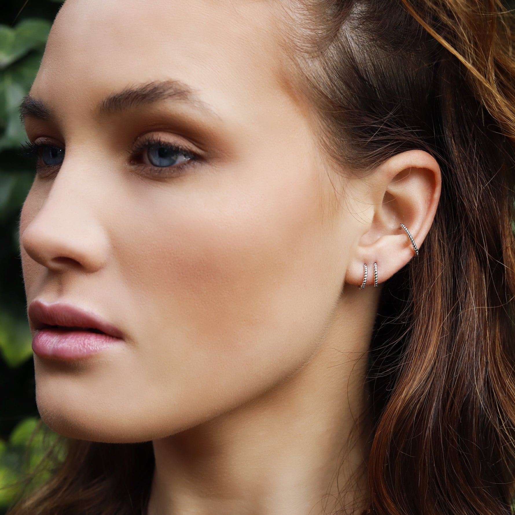 AJJ Bella minimalist silver huggie hoops, small delicate conch earrings, tiny hoop earrings for subtle, stylish wear
