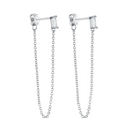 ALANDRA - Minimalist Chain Earrings - Chain Loop Earrings - Silver Chain Earrings - Dainty Earrings - Dainty Hoops - Huggie Earrings - Tiny Earrings - Amber James Jewellery