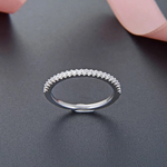 Mishie - Micro Pave Eternity, Sterling Silver Eternity, Half Eternity Pave Band, Thin Dainty Stacking, Delicate Pave Ring - Amber James Jewellery