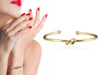BEATRICE - Sterling Silver Gold Knot Tie Bangle Bracelet (Adjustable) for women. - Amber James Jewellery