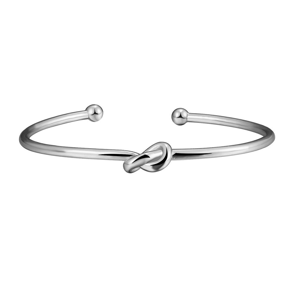 BEATRICE - Sterling Silver Gold Knot Tie Bangle Bracelet (Adjustable) for women. - Amber James Jewellery