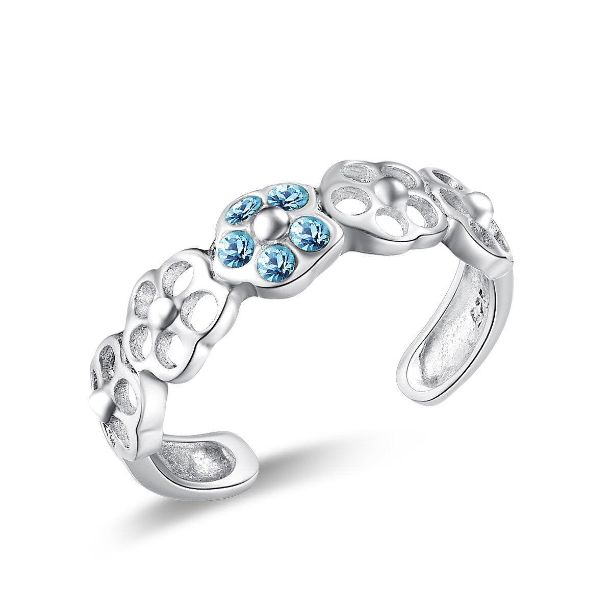 Forget-me-not Flower Infinity Ring in Sterling Silver, Flower Ring, Floral Ring, Gift for her, stacking ring