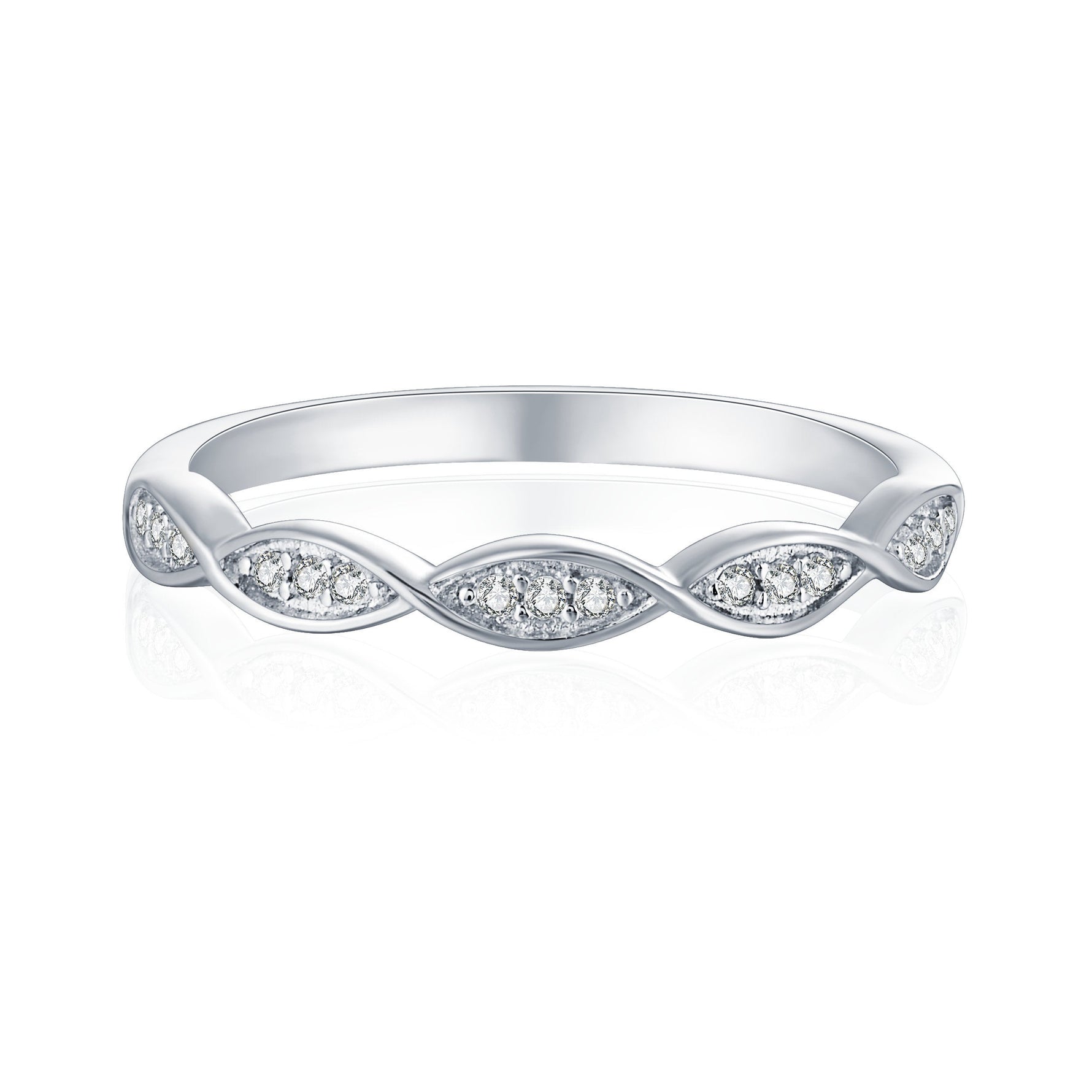 MARIA - Sterling Silver Engagement & Wave Eternity ring - Amber James Jewellery