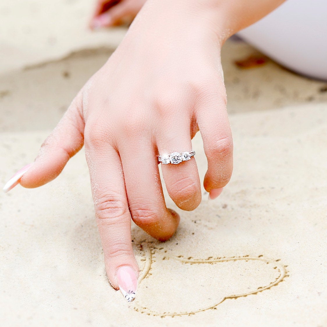 ZOE - Sterling Silver Round 3 Stone Engagement & Promise Ring - Amber James Jewellery