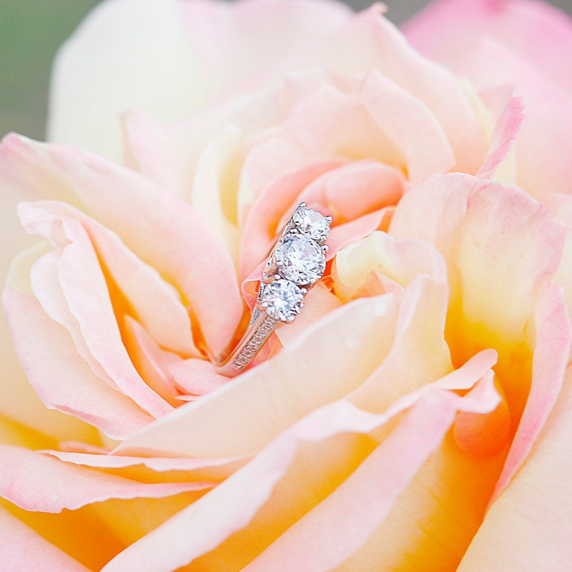 ZOE - Sterling Silver Round 3 Stone Engagement & Promise Ring - Amber James Jewellery