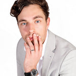 ROBYN - Man's Court shaped band, Knuckle & Thumb Ring - Amber James Jewellery