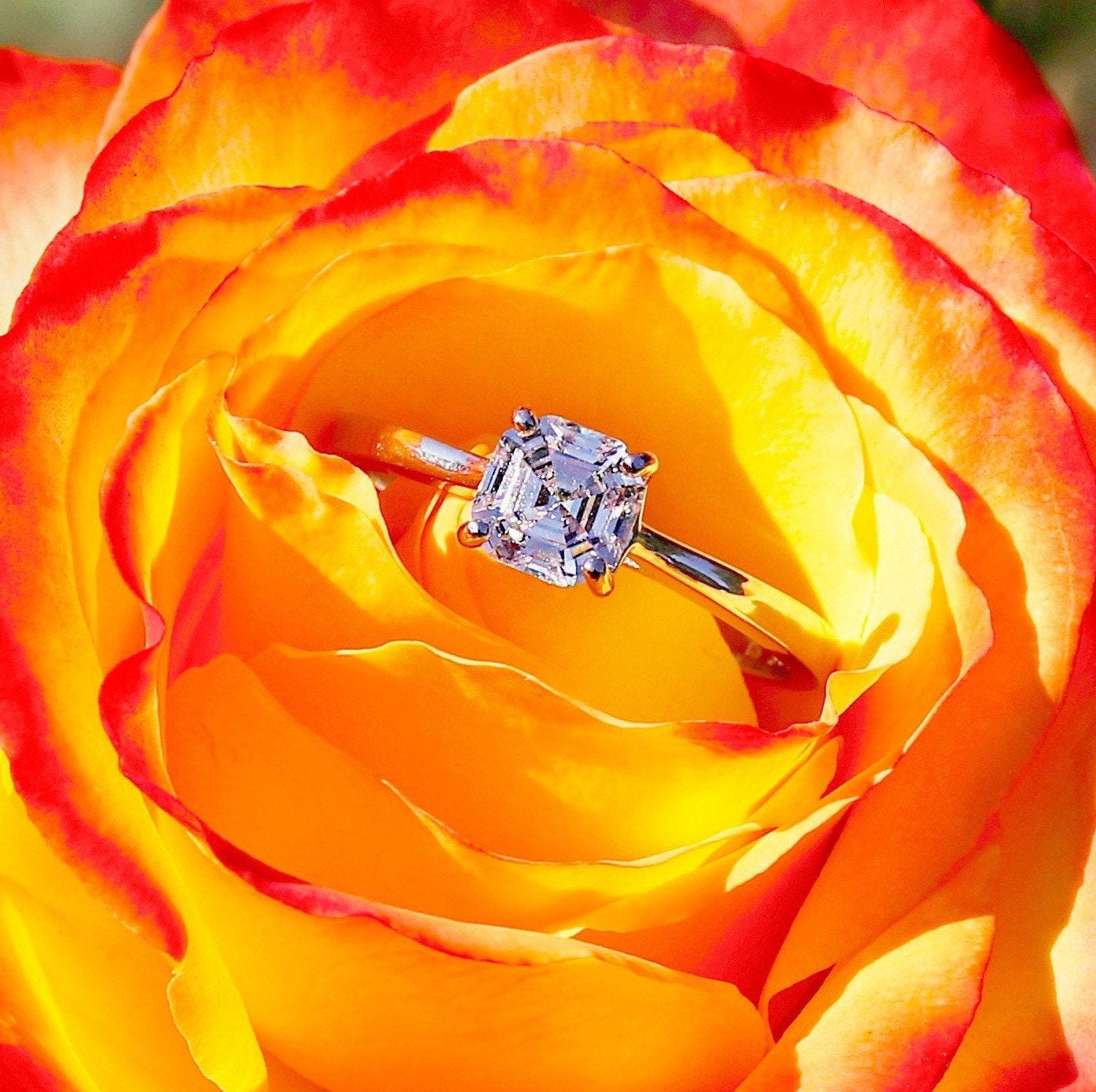 BARBARA -  Sterling Silver Asscher Solitaire Engagement & Promise Ring - Amber James Jewellery