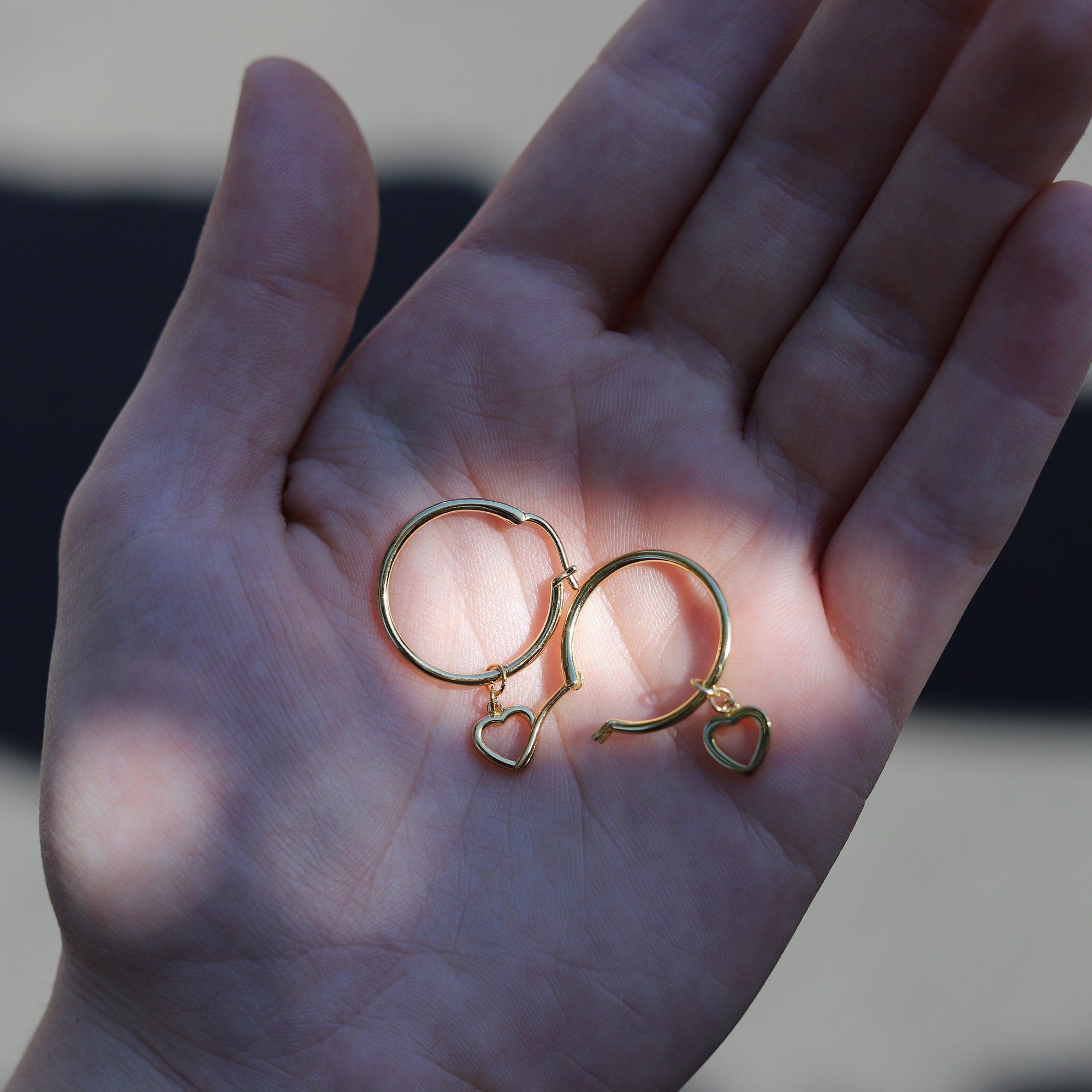 Hoop Earrings | Drop Earrings | Gold Hoop Earrings | Heart Hoop Earrings | Silver Earrings | Minimalist Earrings | Gift | Dangle Earrings