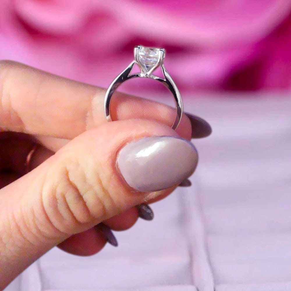 Kyla - 1ct Round Solitaire Ring | Sterling Silver Engagement Ring | Promise Ring for women | Bridal Ring in US UK size | High Quality!