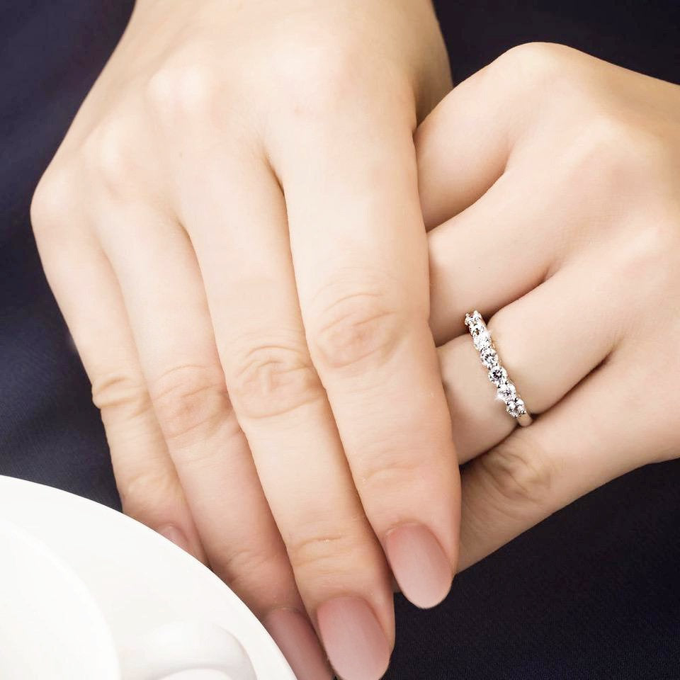 ANGELA - Sterling Silver Eternity Engagement & Wedding Ring - Amber James Jewellery