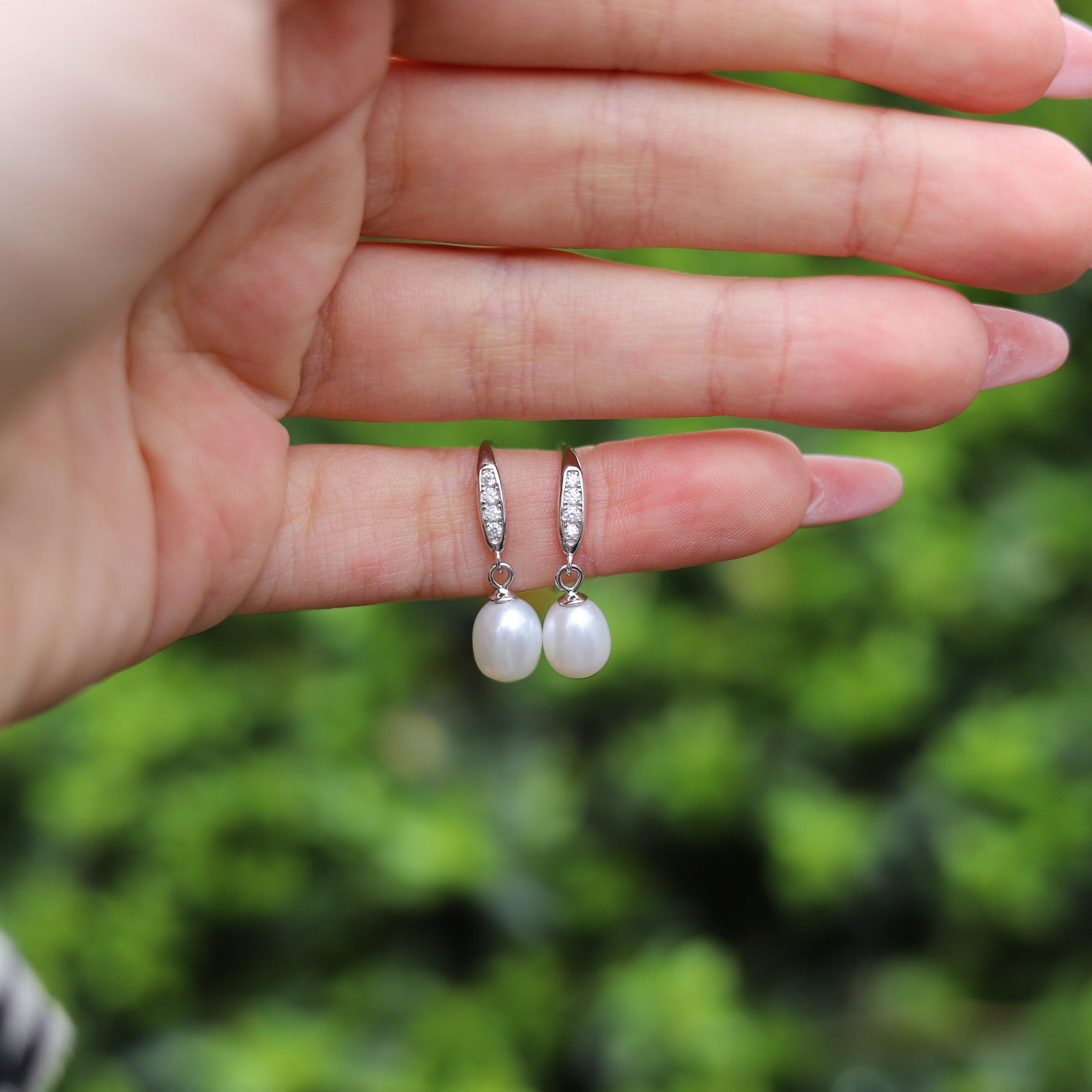 HAZEL - Sterling Silver Pearl drop earrings - Amber James Jewellery
