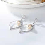 HERMIONE - Sterling Silver Luxury Pearl Simulated Diamond Earrings - Amber James Jewellery