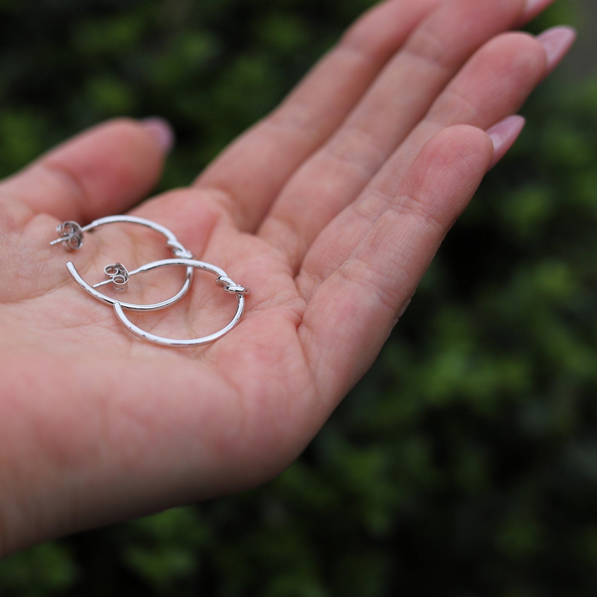 925 Sterling Silver Knot Hoop Earrings, Dainty Semi-Circle Hoops, Gift For Her