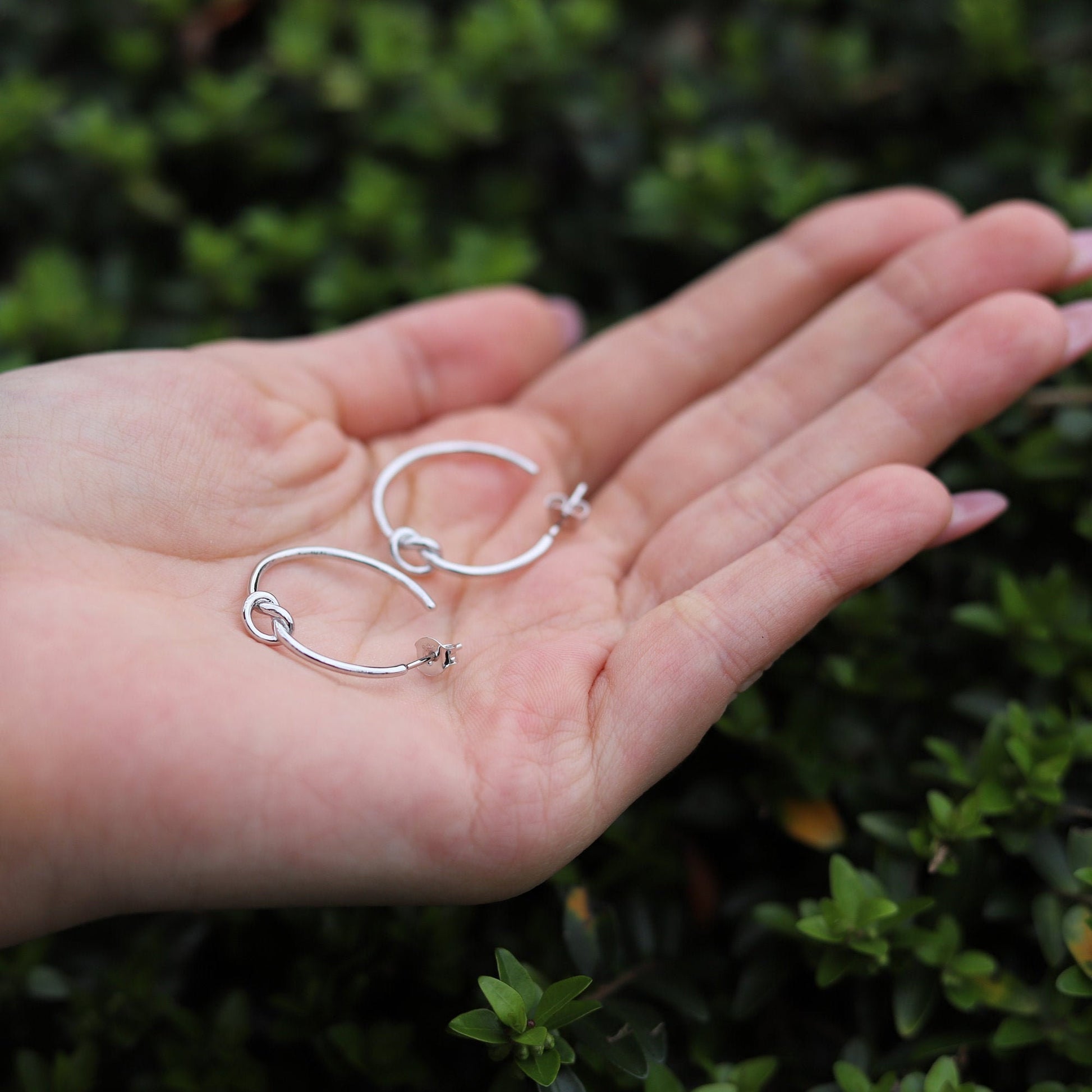 925 Sterling Silver Knot Hoop Earrings, Dainty Semi-Circle Hoops, Gift For Her