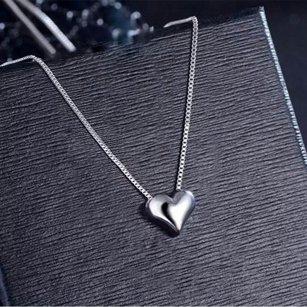 MILANDA - Sterling Silver Puffed Heart Dainty Necklace - Amber James Jewellery