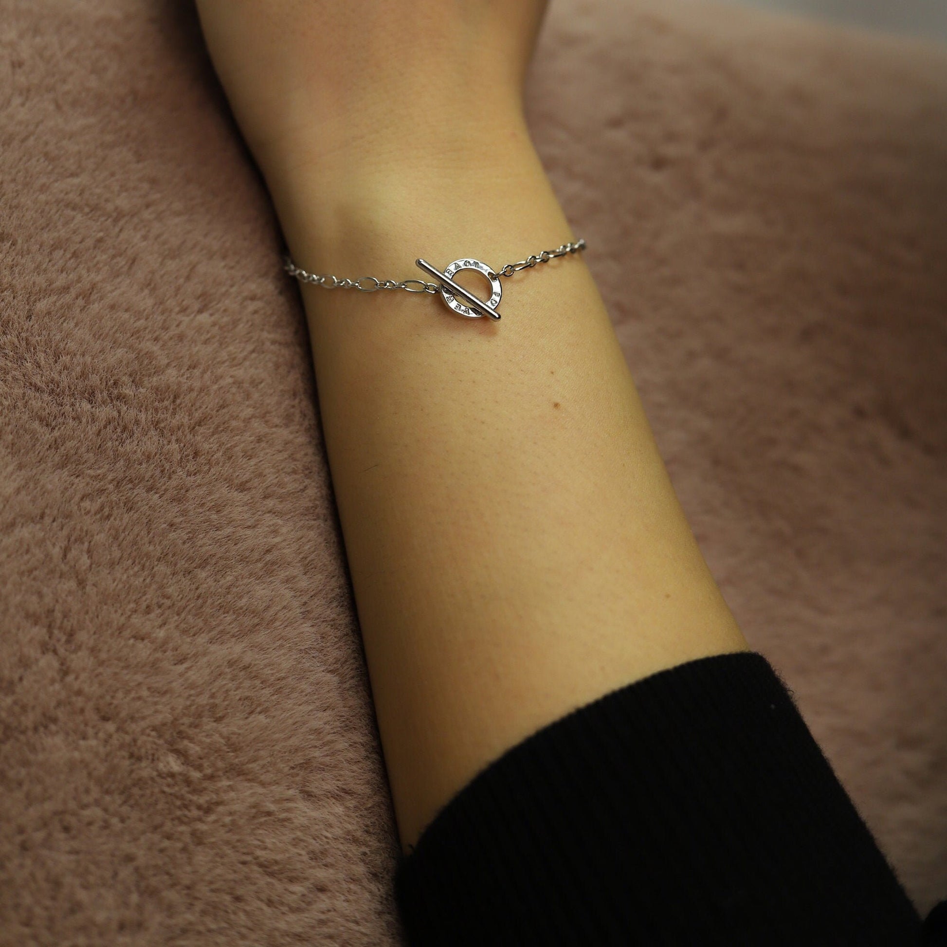 Billie - Simple Sterling Silver Charm Bracelet (Adjustable) for women