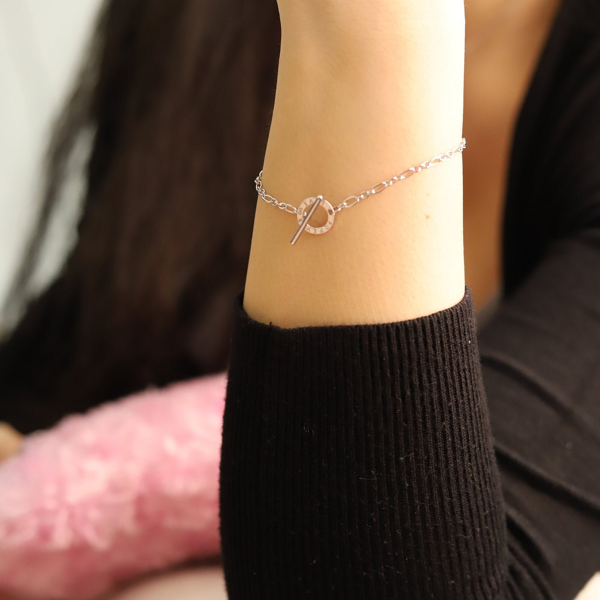 Billie - Simple Sterling Silver Charm Bracelet (Adjustable) for women
