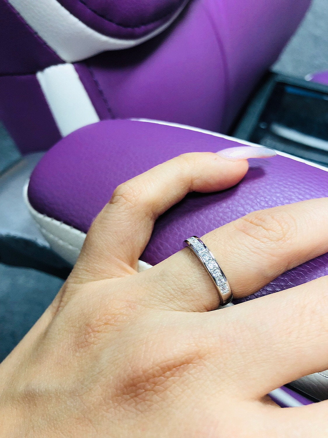 Ellina - Sterling Silver Simulated Diamond Eternity Engagement Wedding Rings Set for Women
