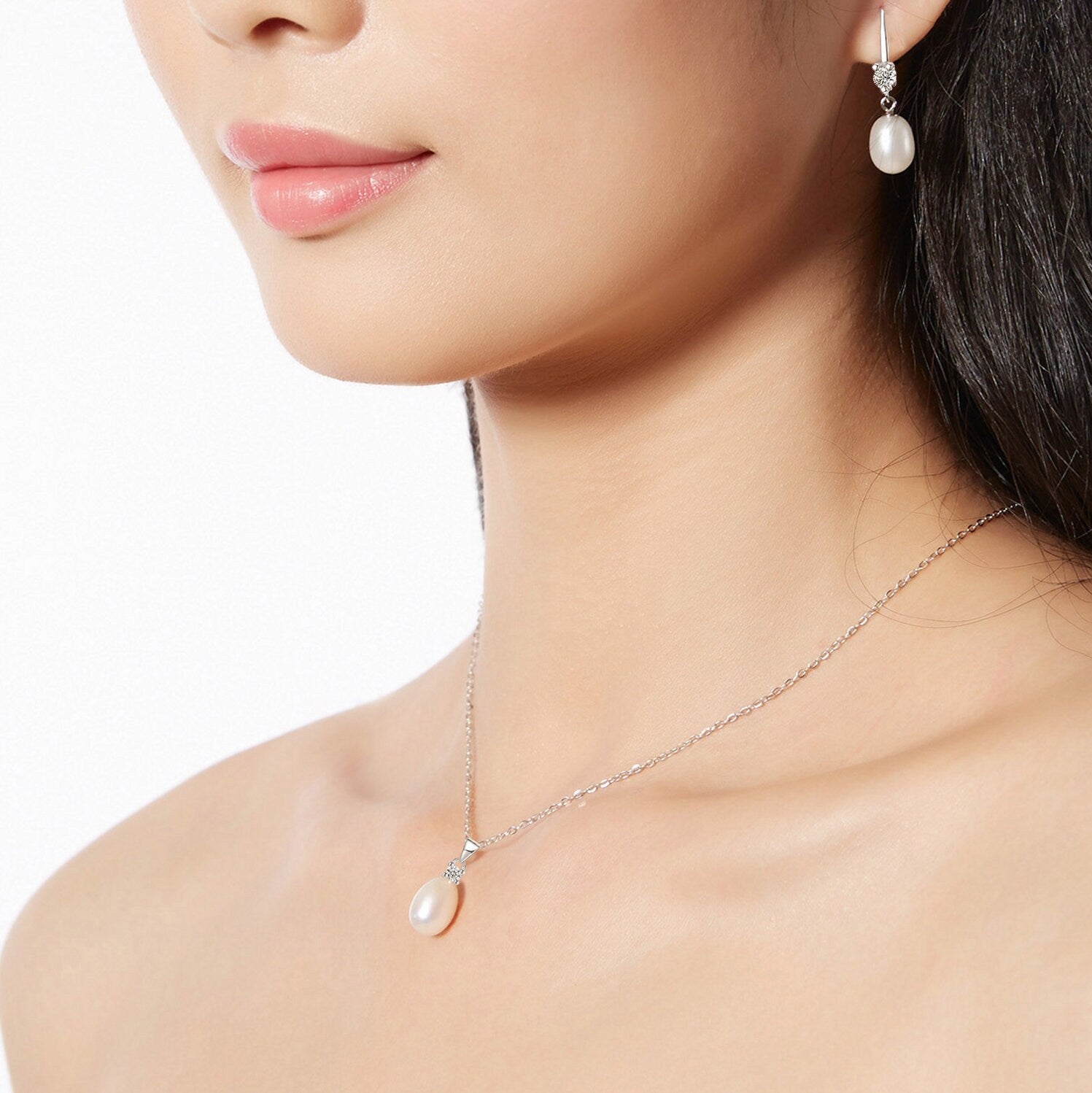 925 Sterling Silver Pearl drop earrings, Pearl earrings, Bridal earrings, Silver earrings