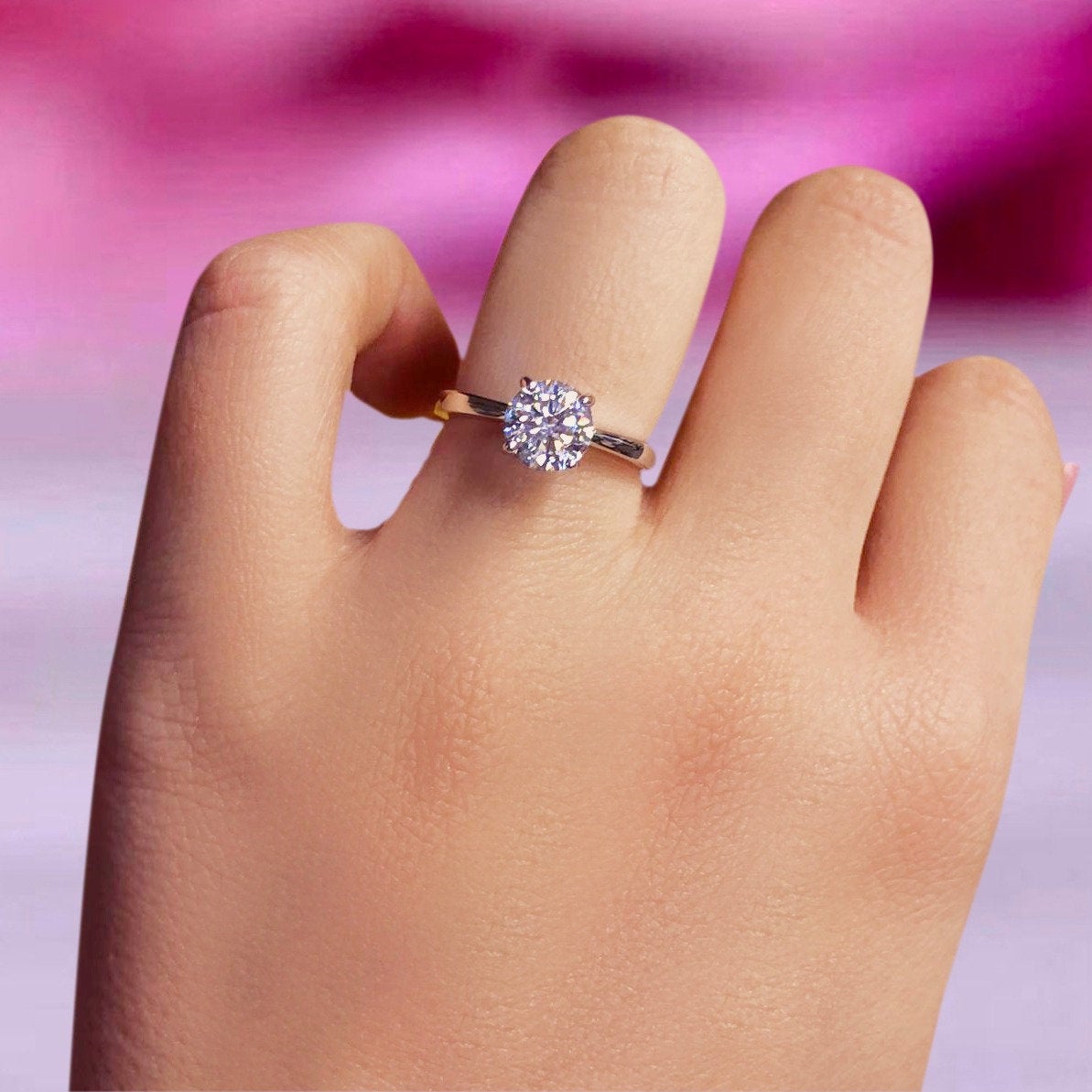 NANCY - Sterling Silver Round Engagement, Bridal & Promise Solitaire Ring