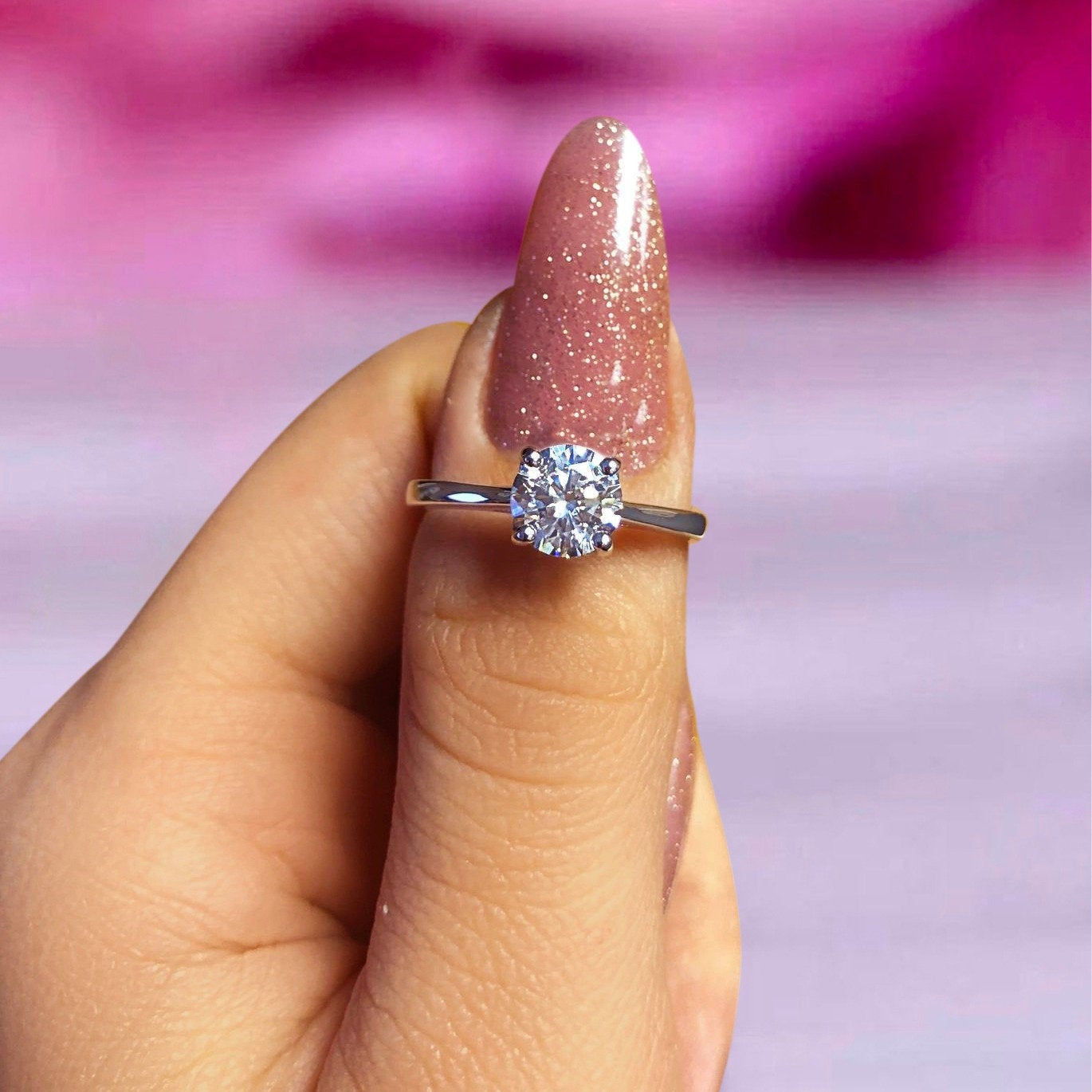 NANCY - Sterling Silver Round Engagement, Bridal & Promise Solitaire Ring