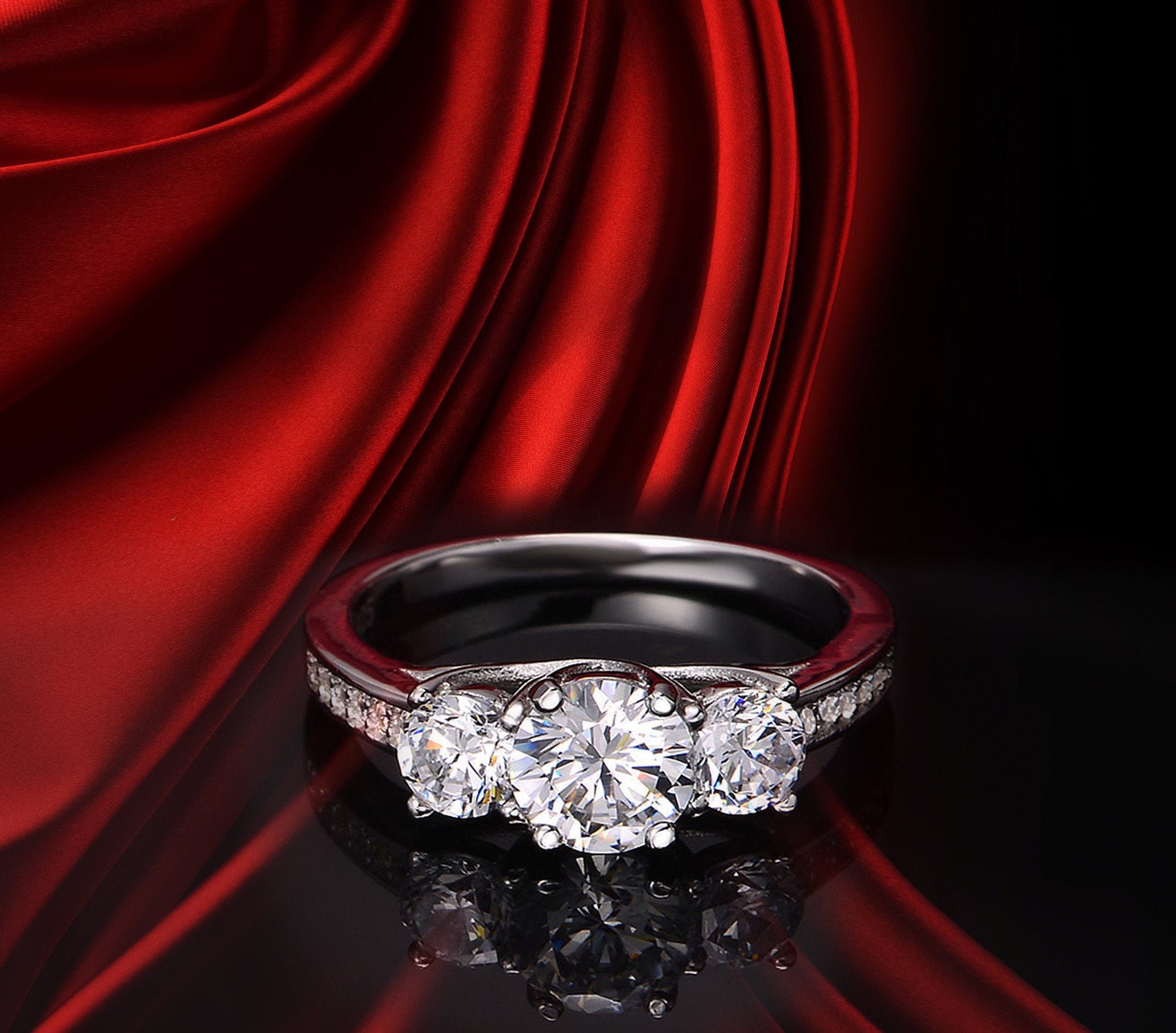 ZOE - Sterling Silver Round 3 Stone Engagement & Promise Ring - Amber James Jewellery