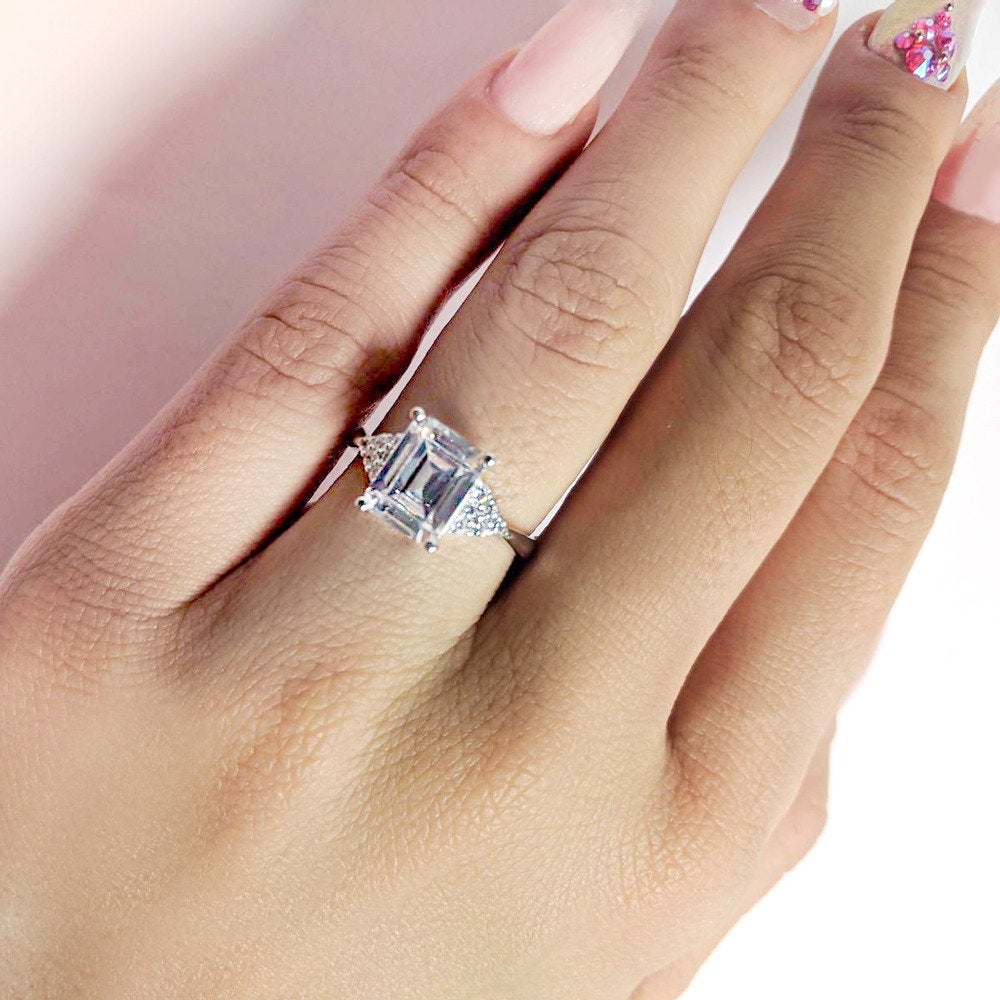 SIAN - Emerald Cut Engagement & Wedding Ring - Amber James Jewellery