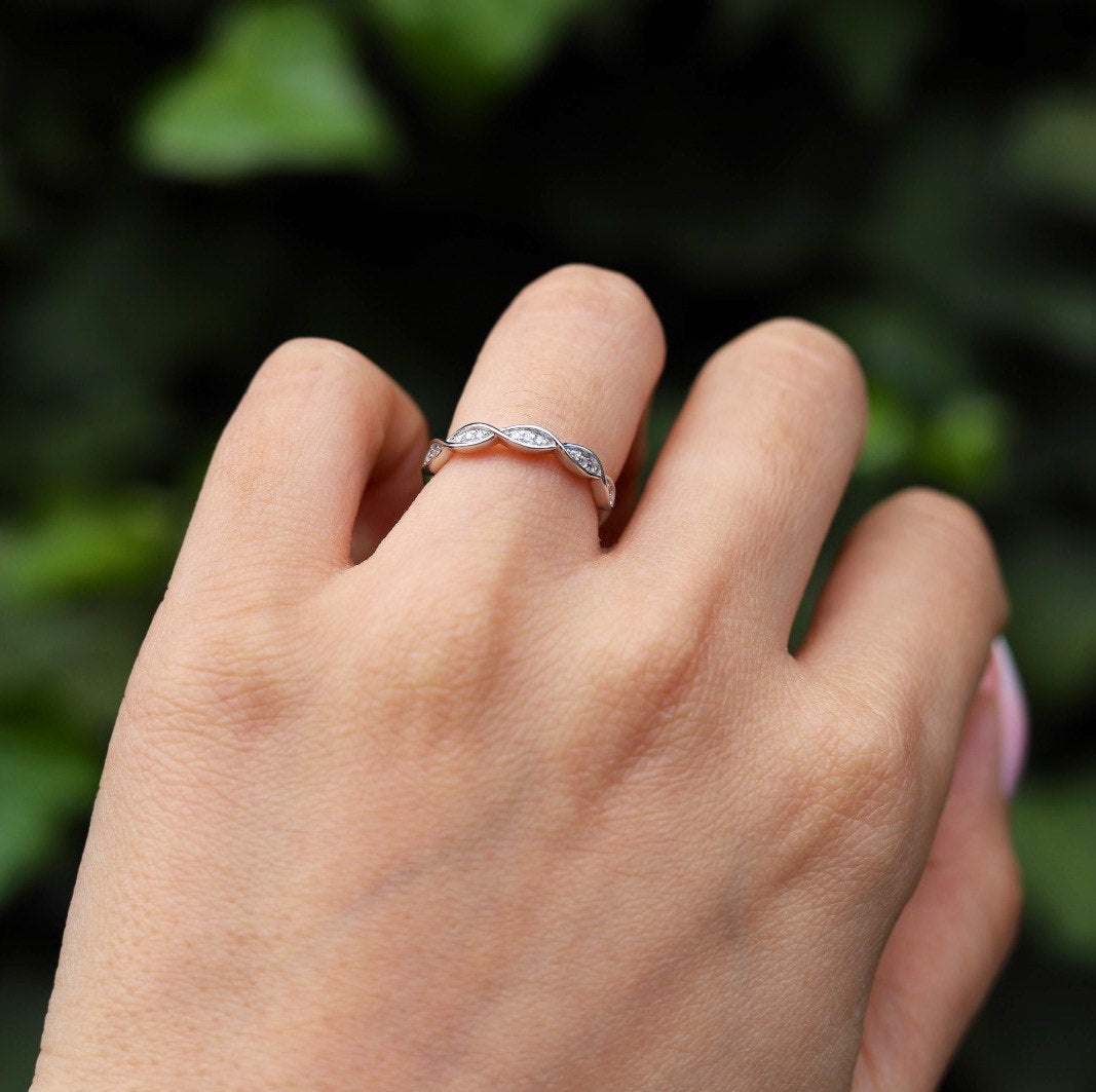 MARIA - Sterling Silver Engagement & Wave Eternity ring - Amber James Jewellery