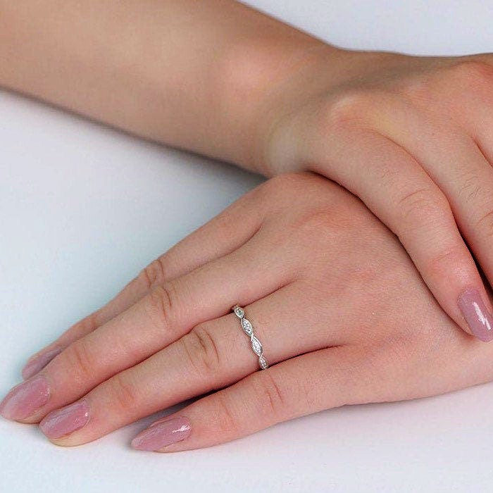 MARIA - Sterling Silver Engagement & Wave Eternity ring - Amber James Jewellery