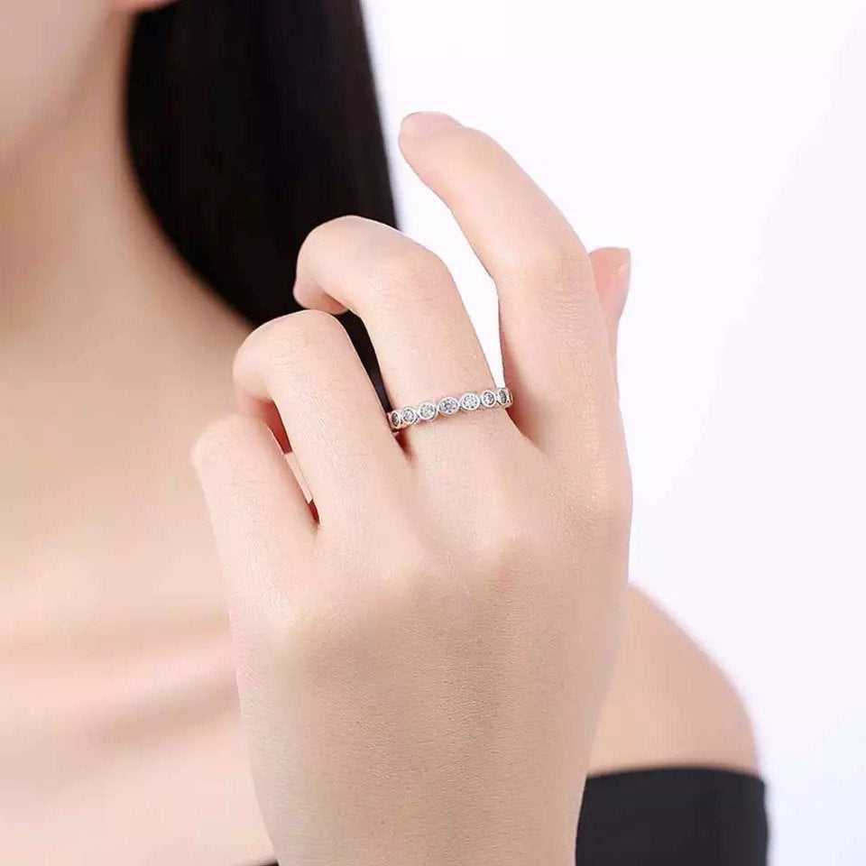 CHARLOTTE - Sterling Silver Bubble Wedding Eternity Ring Band. - Amber James Jewellery