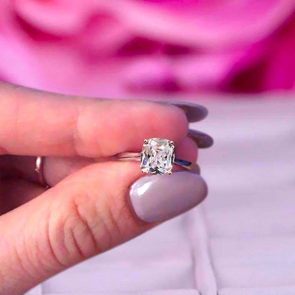 CANDICE - Cushion Solitaire Engagement Ring - Amber James Jewellery