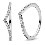 BRENDA - Chevron Silver wishbone Love Infinity Ring - Amber James Jewellery