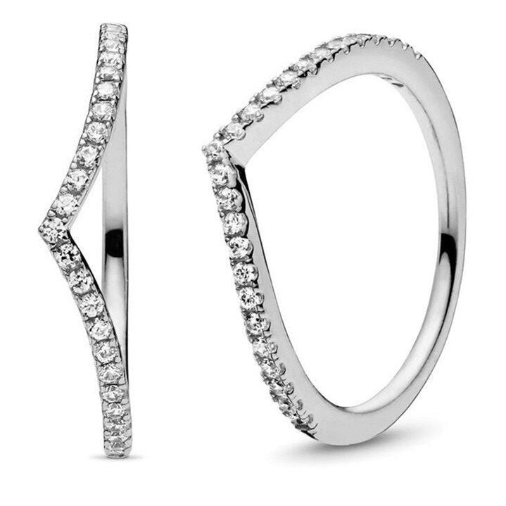 BRENDA - Chevron Silver wishbone Love Infinity Ring - Amber James Jewellery