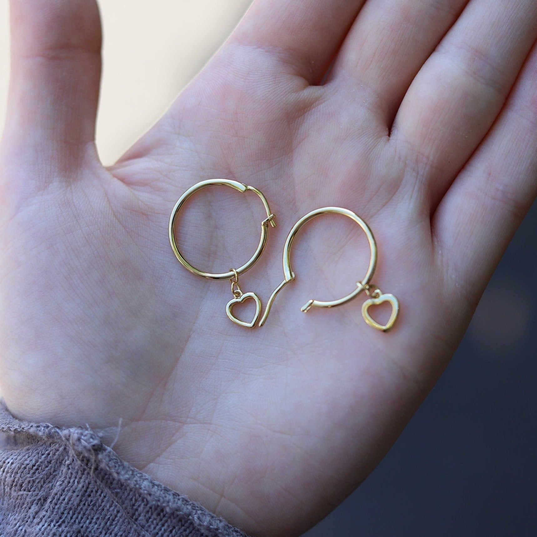 Hoop Earrings | Drop Earrings | Gold Hoop Earrings | Heart Hoop Earrings | Silver Earrings | Minimalist Earrings | Gift | Dangle Earrings