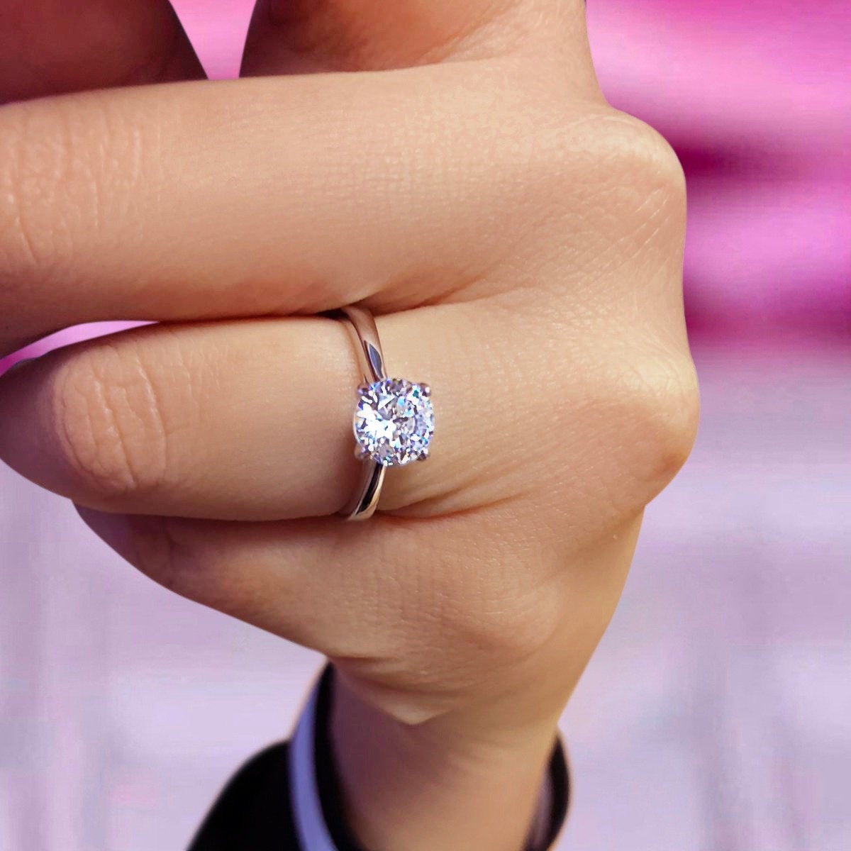 NANCY - Sterling Silver Round Engagement, Bridal & Promise Solitaire Ring