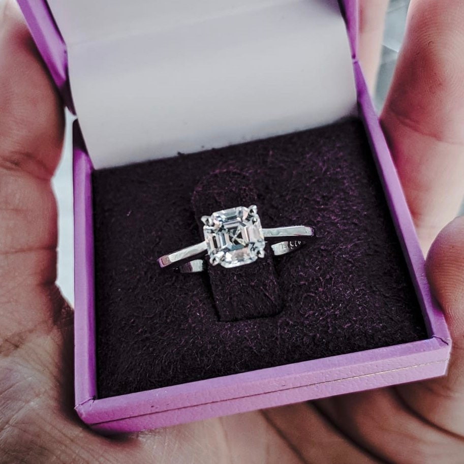 Daniella - 1ct Asscher Solitaire Ring | Sterling Silver Engagement Ring | Promise Ring for women | Bridal Ring in US UK size | High Quality!