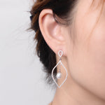 HERMIONE - Sterling Silver Luxury Pearl Simulated Diamond Earrings - Amber James Jewellery