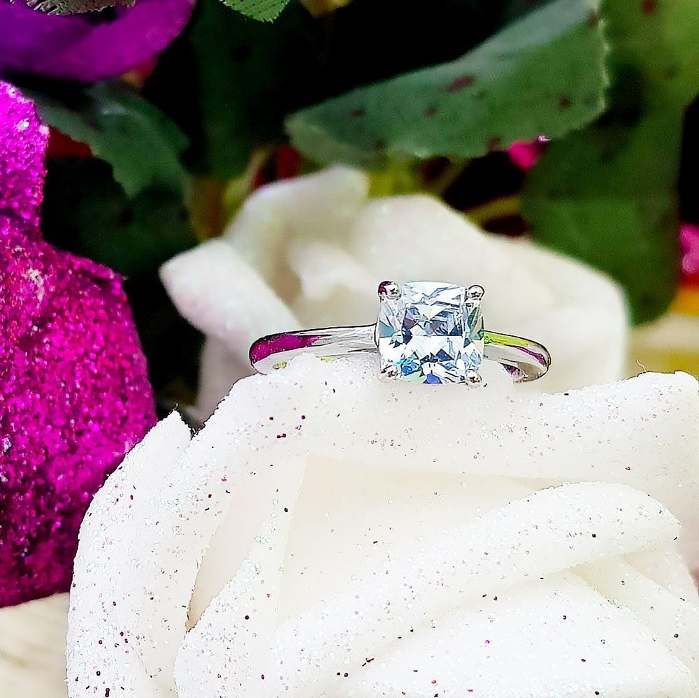 CANDICE - Cushion Solitaire Engagement Ring - Amber James Jewellery