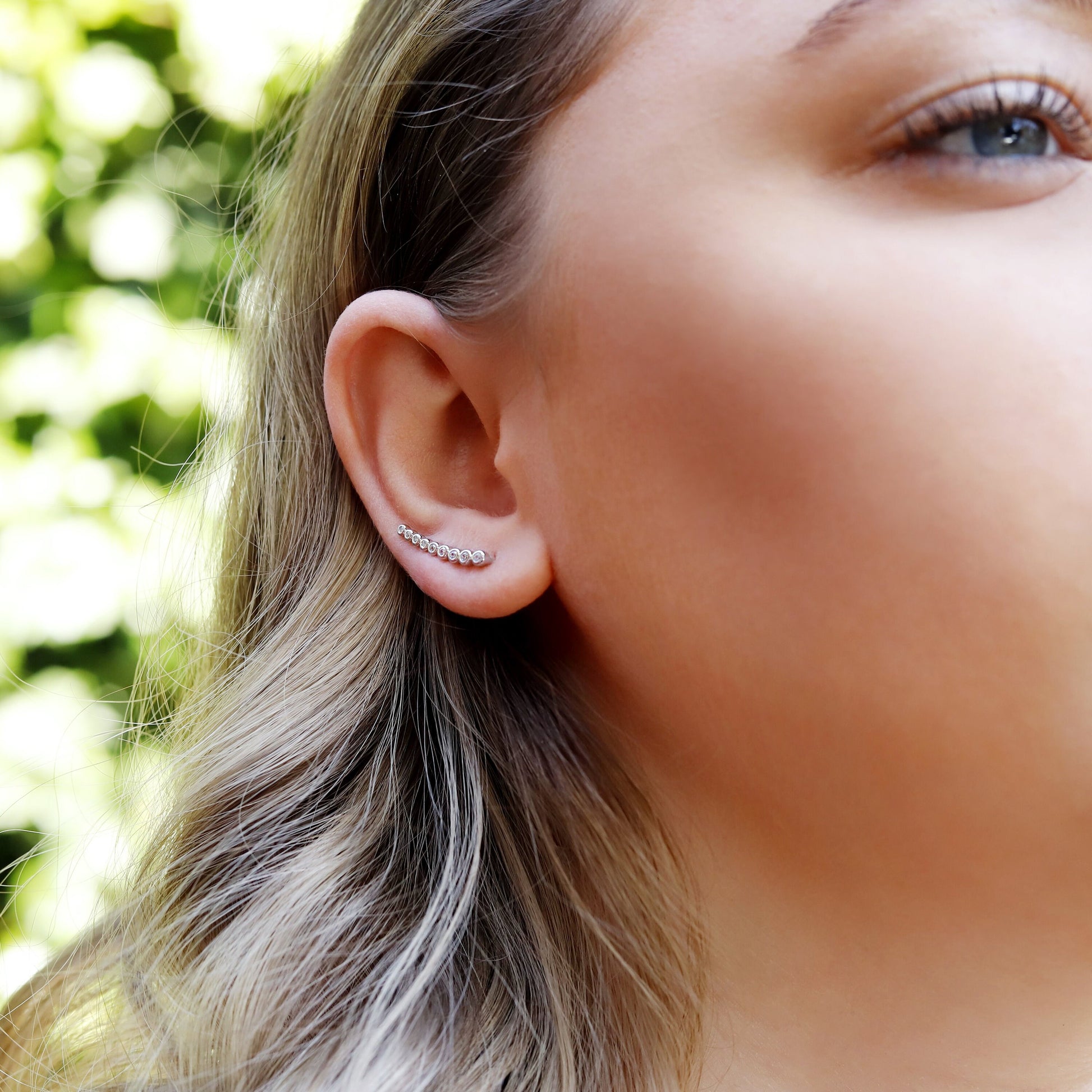 Ear Climbers, Simple Earrings, Ear Crawlers, Ear Climber Earrings, Sterling Silver Earrings, Geometric Earrings,Minimalist Earrings, 9 stone