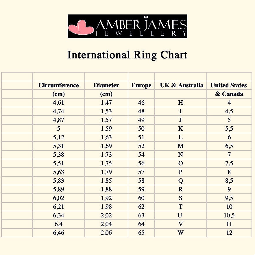 Wedding Ring International Ring Conversion Printable Ring Sizer