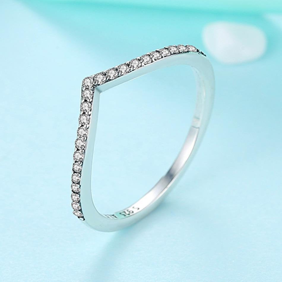 BRENDA - Chevron Silver wishbone Love Infinity Ring - Amber James Jewellery