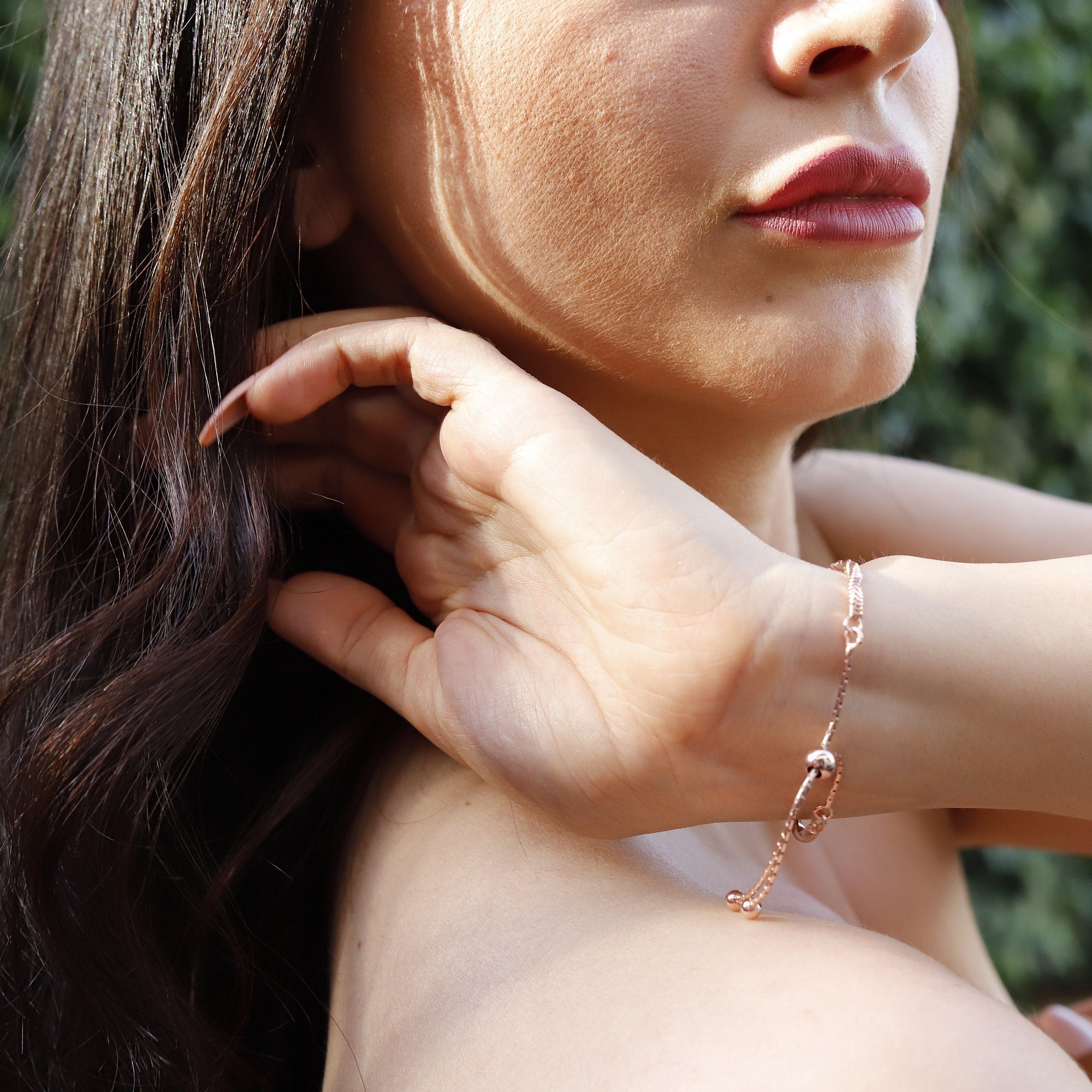 Beau - Delicate chunky popcorn chain bracelet, silver popcorn bracelet,for women,girls, Dainty rose gold chain bracelet